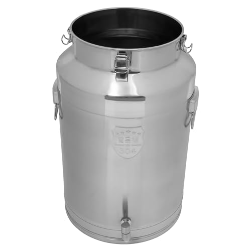 76L Stainless Steel Milk Can, Heavy Duty Food Storage & Transport Container for Dairy, Wine, Grains, Ideal for Home, Farm & Commercial Use, With a Faucet - size: 20.08Gallon