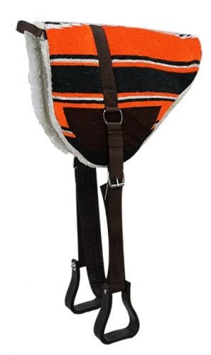 Showman Navajo Print Bareback Saddle Pad w/Fleece Bottom - color: Orange