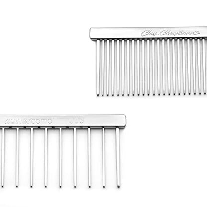 Chris Christensen 003 7.5 in. F/XC Greyhound-Style Butter Comb, Groom Like a Professional, Rounded Corners Prevent Friction and Breakage, Solid Brass Spin with Steel Teeth, Chrome Finish. - size: 003 - 7.5 Inch Extra Coarse/Fine