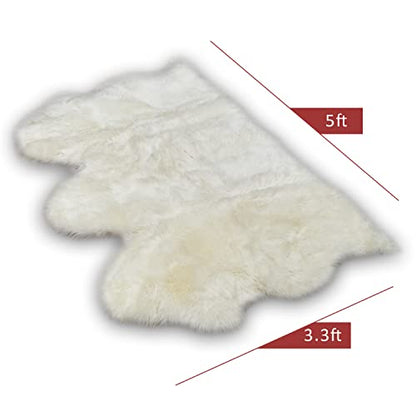 Champlus Genuine Australian Merino Sheepskin Rug, 3.3x5 ft Sheep Skin Rug, Lambskin Area Rug, 3-Pelt, White - size: 3'4" x 5' (Natural)