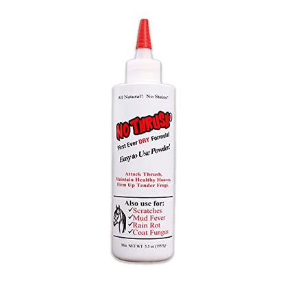 Four Oaks Farm Ventures, No Thrush Dry Powder Treatment for Horses - Wound Care, Scratches, Rain Rot, Mud Fever, Coat Issues - All Natural Ingredients, Non-caustic, Easy to Use Powder Formula (5.5 oz) - size: 5.5 Ounce