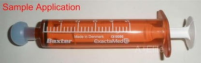 BAXA ExactaMed Oral Liquid Medication Syringe 5cc/5mL 4/PK Amber Medicine Dose Dispenser with Cap Exacta-Med Baxter Comar Latex Free