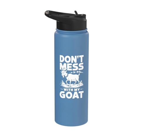 Don´t Mess With My Goat Cute Coat Pygmy Goat Farmer Stainless Steel Insulated Water Bottle - color: Light Blue