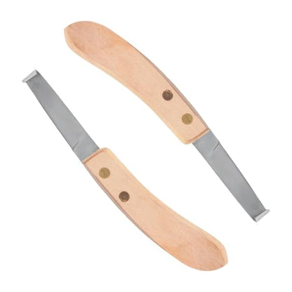 Hoof Knife Single Sided Edge Wide Blade – Stainless Steel Curved Blade Farrier Tool with Fine Wooden Grip, Multipurpose Hoof Trimming Knife for Livestock, 3-Inch Blade, 8.5-Inch Overall - style: Narrow-Blade - RH
