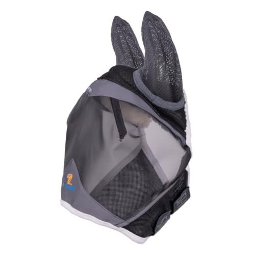 Shires FlyGuard Pro Air Motion Fly Mask with Ears – Pony Size | Lightweight Breathable Air Motion Fabric for Superior Comfort | Protects Against Flies & Insects | Secure Fit | Dark Grey - size: Pony