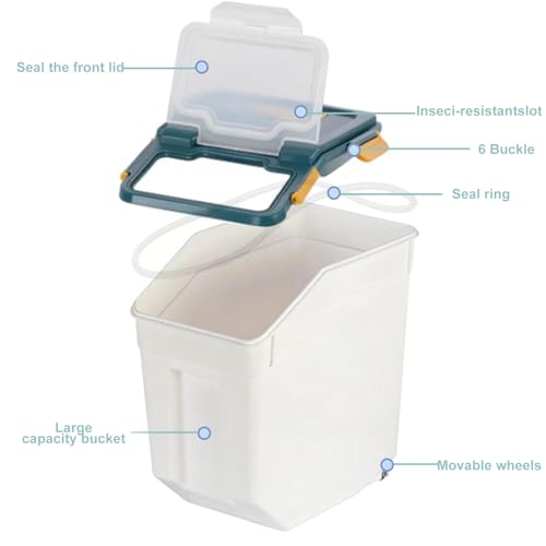 RUIAN Large Airtight Storage Container,25lb Flour Rice Storage Containers Bin with Wheels Seal Locking Lid, with Measuring Cup&Scoop for Flour, Rice, Grain (25lbt Blue,4PCS) - color: Blue 4Pack 25Lb