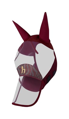 HORZE Kenya Long Nose Fly Mask - Rhubarb Dark Red - Warmblood