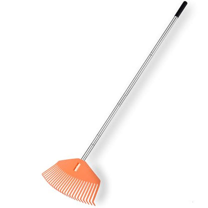 YEELOR Leaf Rake with 16.5‑inch Plastic Head | Compact & Lightweight, 57″Adjustable Handle, Gathers Leaves & Scattered Debris, Ideal for Small‑Scale Cleaning Tasks