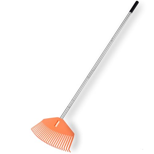YEELOR Leaf Rake with 16.5‑inch Plastic Head | Compact & Lightweight, 57″Adjustable Handle, Gathers Leaves & Scattered Debris, Ideal for Small‑Scale Cleaning Tasks