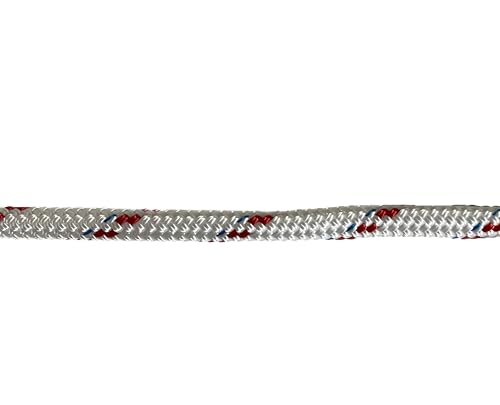 Blue Ox Rope 7/16" Yacht Braid Premium Polyester, White/red/Blue, 150 ft - size: 150 feet