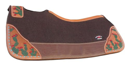 Horse 32" x 30" Western Contoured Wool Felt Therapeutic Saddle Pad 39218 - color: Brown
