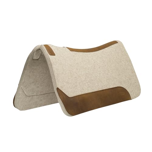 Weaver Equine Wool Blend Felt Western Saddle Pad for Horses, 30" x 30" | Shock-Absorbing Shape Helps Reduce Pressure & Improve Comfort for Long Rides, Daily Training, Trail & Barrel Work, Tan
