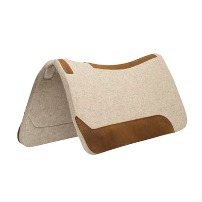 Weaver Equine Wool Blend Felt Western Saddle Pad for Horses, 30" x 30" | Shock-Absorbing Shape Helps Reduce Pressure & Improve Comfort for Long Rides, Daily Training, Trail & Barrel Work, Tan