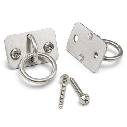 Heavy Duty 304 Stainless Steel Horse Tie Ring Anchors 2 Pack | Rustproof equine tie down hardware for trailers stalls & farms, jam-free rotation, includes 4 lag screws