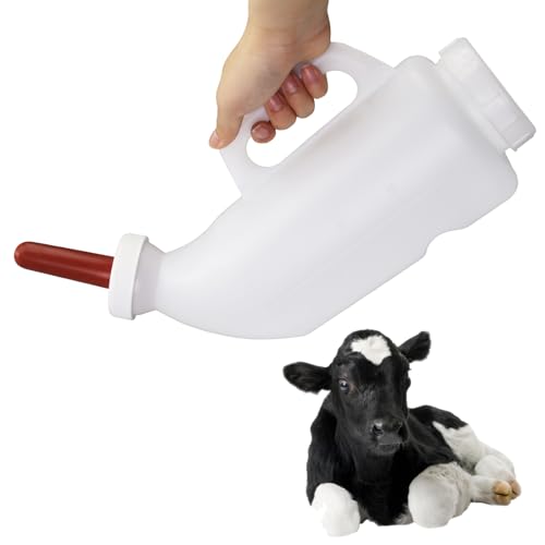 Calf Bottle 2.6 Quart, Vented Milk Feeding Bottle with Rubber Nipple