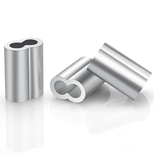 1/4 Aluminum Ferrules, Crimping Loop Sleeves 30PCS, Wire Rope Crimps | Aluminum Crimp Sleeves For Cable Ferrule And Wire Rope Connections. 1/4 Wire Rope Sleeves For Crimping Applications. - size: 1/4" (30PCS)