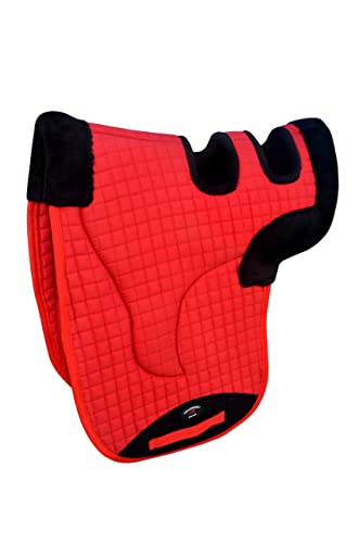Horse Contoured Fleece Lined Quilted English Saddle Pad Black 72153 - color: Red