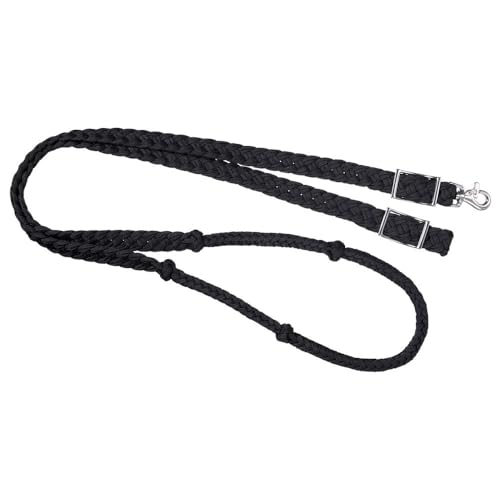 Tough 1 Deluxe Knotted Cord Roping Reins - color: Black