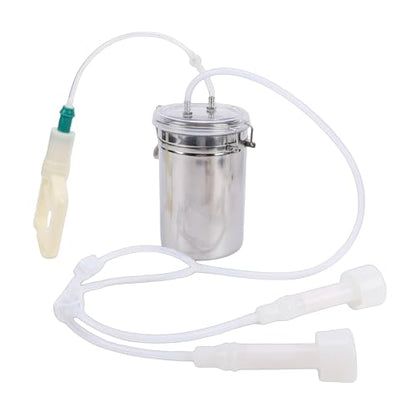Milking Machine,Portable 2L Stainless Steel Bucket,Manual Pulsation Vacuum Milker Set,Easy Control Strong Suction Milking Machine for Goats Cows