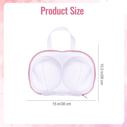 4 Pack Bra Laundry Bags for Washing Machine, Pink Bra Washing Bags for Laundry Fine Mesh, Washer Protector with Zipper Compatible with Women Delicates Underwear