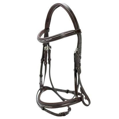 Jeffers Uniquely English Leather Horse Bridle with Reins, Padded Crown, Adjustable Noseband, English Bridle Tack for Hunter, Jumping, Dressage, Riding - size: Oversize
