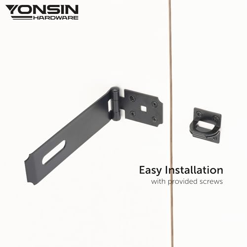 7-1/2" Door Padlock Safety Hasp Latch Heavy Duty, Door Hasp Clasp Lock Gate Shed Hasp Latch Lock for Door Window Fence Gate Barn, 304 Stainless Steel, Thickness 1/8”, Black, 1 Pack - size: 7-1/2 Inch