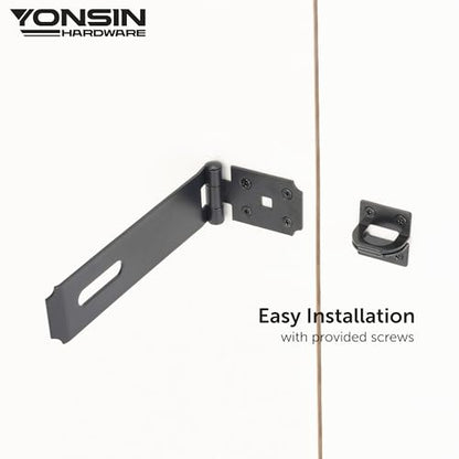 7-1/2" Door Padlock Safety Hasp Latch Heavy Duty, Door Hasp Clasp Lock Gate Shed Hasp Latch Lock for Door Window Fence Gate Barn, 304 Stainless Steel, Thickness 1/8”, Black, 1 Pack - size: 7-1/2 Inch