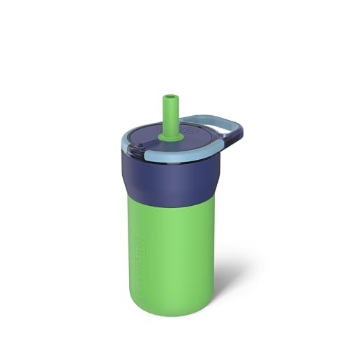 BrüMate Leap 12oz 100% Leakproof Kids Tumbler with Handle and Silicone Soft Straw | Drop Resistant Silicone Sleeve | For Kids 4+ | Insulated Stainless Steel | Cup Holder Friendly | 12oz (Neutron) - color: Neutron