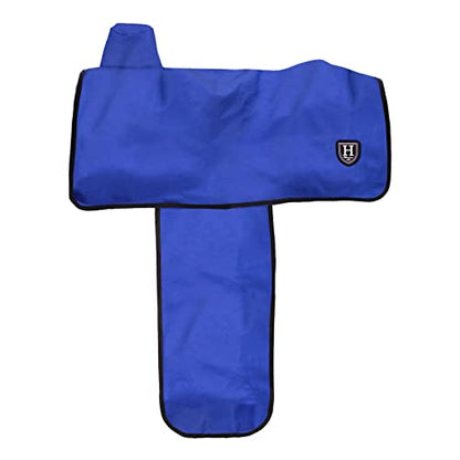 Harrison Howard Long-Lasting 6 Elastic Straps 600 Denier Waterproof Western Saddle Cover-Blue - color: Blue