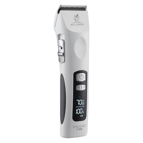 Professional Dog Grooming Clippers with 17H Runtime & Replaceable 440C Blade, 5-Speed Low Noise Electric Dog Shaver for Thick, Matted, Curly Hair, Cordless Clipper for Groomer & Home Use, White - color: White, size: Standard