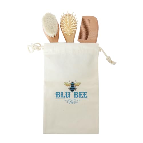 Wooden Baby Hairbrush & Comb Set | Soft Goat Hair, for New Born & Toddlers