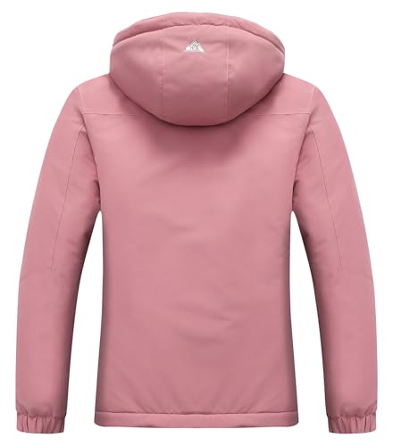MOERDENG Women's Warm Winter Ski Coat Waterproof Snowboarding Jacket | Waterproof Windproof Winter Snowboarding Coat, Warm Insulated Jacket with Detachable Hood & Zipper Pockets for Skiing Hiking - color: Pink, size: Large