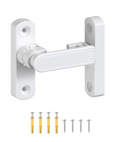 Adjustable Barn Door Locks, 90/180 Degree Gate Latch, White - color: White-1 Pc