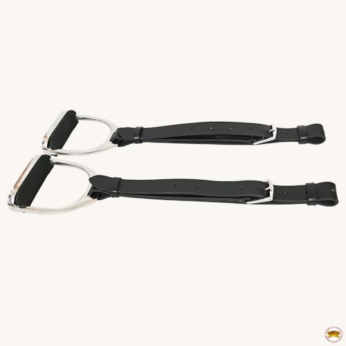 HILASON Horse Saddle Stirrups English Leather Pair Multicolored