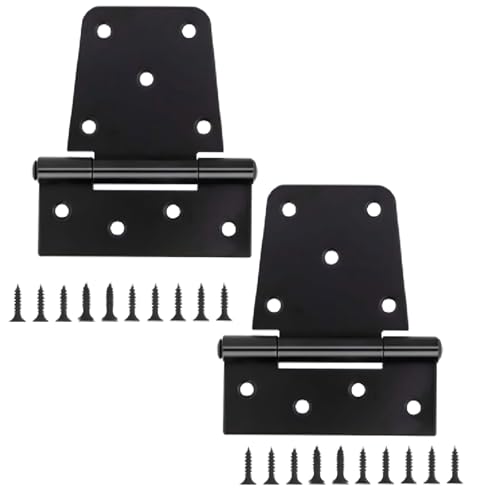 3-1/2" Heavy Duty Gate Hinges, 2 Pack Black Iron Shed Door Hinges, Heavy Duty T Hinges Gate Hinges for Barn Wood Fence Gate Hinges with 36PCS Screws - color: Black 3