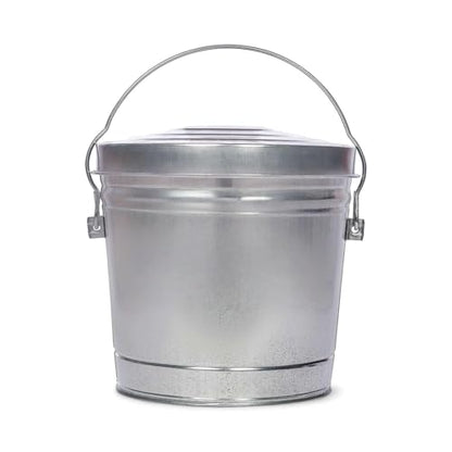 6-Gallon Galvanized Steel Round Trash Can with Locking Lid — Food Storage Container for Dry Goods, Indoor/Outdoor Use