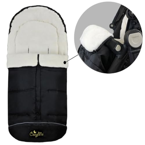 CozyMe 3 in 1 Winter Outdoor Tour Toddler Universal Stroller Sleeping Bag, Waterproof Footmuff, Length/Height/Temperature Adjustable Baby Bunting Bag, Black - color: Black