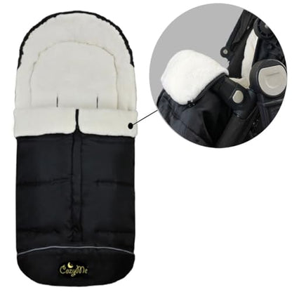 CozyMe 3 in 1 Winter Outdoor Tour Toddler Universal Stroller Sleeping Bag, Waterproof Footmuff, Length/Height/Temperature Adjustable Baby Bunting Bag, Black - color: Black