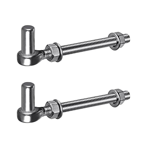 Insaga J Bolt Gate Hinge, 304 Stainless Steel Farm Gate Hinges, M12 x 6'' Gate Hinge Bolt 5/8'' for Chain Link Fence/Farm/Wooden Fence/Driveway, Supports up to 500lbs, 2pcs - color: M12-6''-2PCS