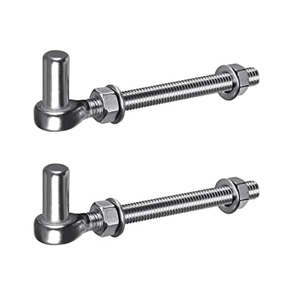 Insaga J Bolt Gate Hinge, 304 Stainless Steel Farm Gate Hinges, M12 x 6'' Gate Hinge Bolt 5/8'' for Chain Link Fence/Farm/Wooden Fence/Driveway, Supports up to 500lbs, 2pcs - color: M12-6''-2PCS