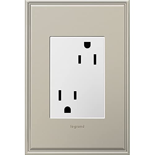 Legrand adorne 15A Plus-Size Tamper-Resistant Outlet With Matching Wall Plate, 4-Pack (White Finish), ARTR153W4WP - color: White, size: 4-Pack With Wall Plate