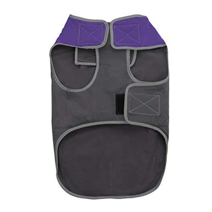 Jacket for All Dogs, Fleece-Lined, Waterproof Doggie Vest, Reflective Pet Parka (X-Small, Purple and Grey) - color: Purple/Grey, size: X-Small