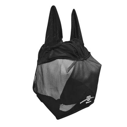 Harrison Howard UV-Proof Multi-Function Fabrics Thick Fleece Padding Horse Fly Mask Half Face with Ears Black Arabian Medium - color: black, size: Medium (Arabian)