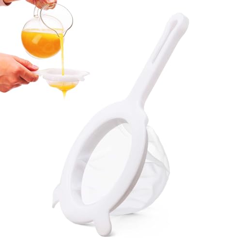 Ultra Fine Mesh Strainer with Handle & Resting Tabs, 200 Mesh 4.3", Plastic Small Strainer, Nylon Juice Filter, Small Sieve for Kefir Grains, Soy/Nut Milk, Yogurt, Tea, Coffee, Honey - size: 200 Mesh 4.3"