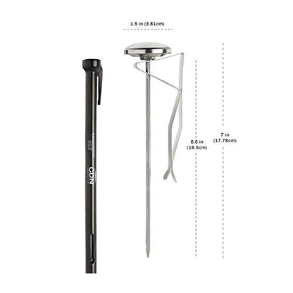 CDN ProAccurate® Instant Read Beverage Frothing Thermometer with Clip for Precise Temperature Measurement, 6.5" Stainless Steel Stem, Easy to Read Display, Black Case (IRB220-F-6.5) - size: 6.5 inch Stem-1.5 inch Magnified Dial