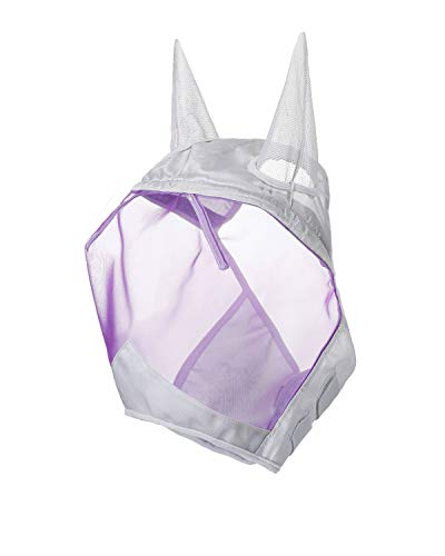 Harrison Howard CareMaster Horse Fly Mask Half Face with Ears Silver/Purple Retro Large Full Size - color: Silver/Purple, size: Full (Large)