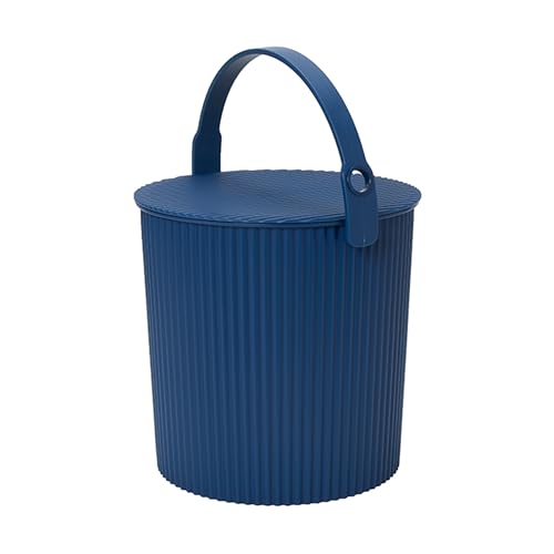 Hachiman Large Bucket, 2.6 Gallon Heavy Duty Bucket with Lid & Handle | Hands-Free Filling, Easy to Stack and Store, Indoor Outdoor Use - color: Navy, size: Large