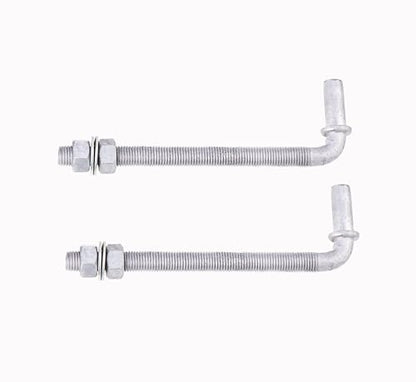 J-Bolt Post Hinge with 5/8" Hinge Pin Galvanized Post Gate Hinge for Chain Link Fence, Washers & Nuts Included (8" (2 Pcs)) - size: 8" (2 Pcs)