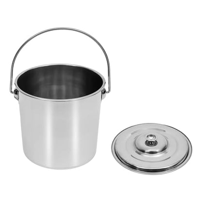 3 Gallon Stainless Steel Bucket with Hanging Lid, Food Grade 304 Metal Pail for Storage, Commercial Kitchen, Pet Food, Cleaning - 1.6mm Thick, Mirror Finish (3 Gal) - size: 3 Gal