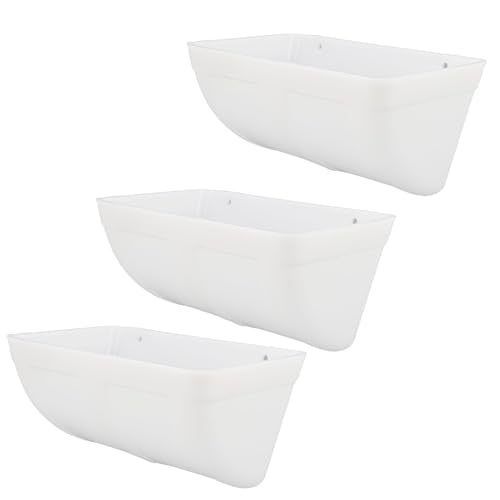 Hanging Fence Feed Trough, Large Capacity Hanging Chicken Feeder Livestock Feeding Container, Poultry Waterer Bucket for Goat, Sheep, Goose (White) - color: White